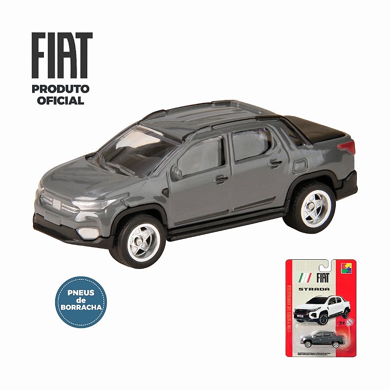Fiat Strada cinza CKS - Escala 1/64 - Pneus de Borracha