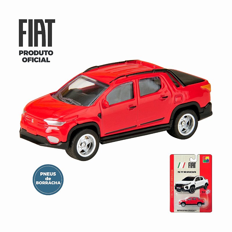 Fiat Strada vermelha CKS - Escala 1/64 - Pneus de Borracha