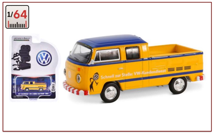 Kombi Pick up amarela de serviço - Greenlight - Escala 1/64 - Metal e pneus de borracha