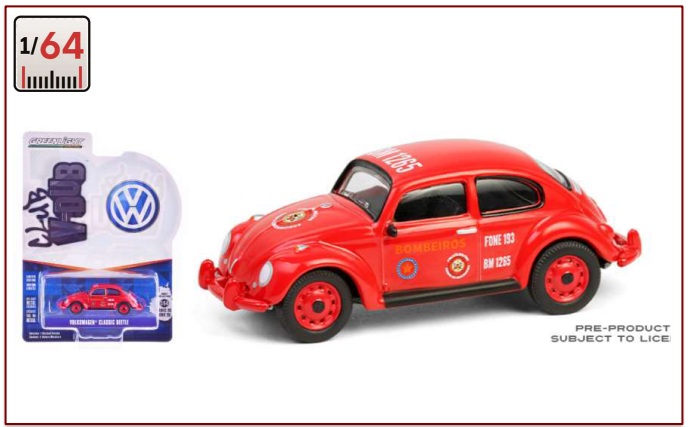 Fusca do Bombeiros do Brasil - de serviço - Greenlight - Escala 1/64 - Metal e pneus de borracha