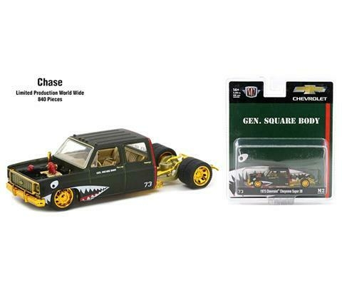 *CHASE* 1973 - Chevrolet Cheyenne - M2 Machines - Escala 1/64 - Metal e pneus de borracha - Caminhonete
