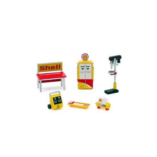 Set Diorama Posto Shell - 6 peças - Greenlight - Escala 1/64