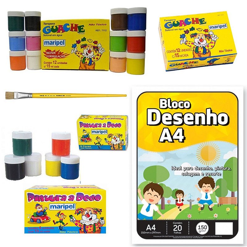 Kit Pintura Guache + Bloco Canson Branco - Mundo Arts