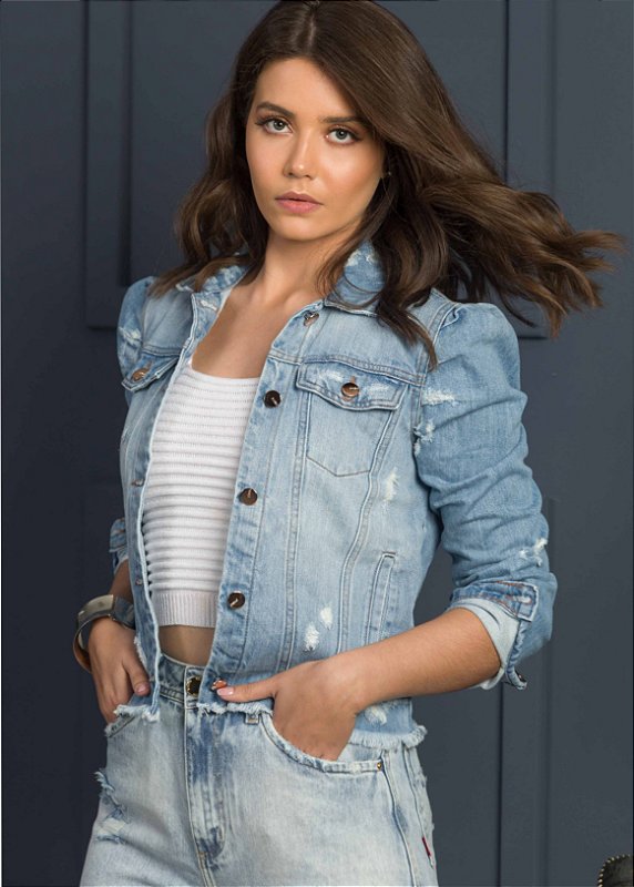 Jaqueta Jeans Feminina Manga Princesa Bradley Divero Jeans