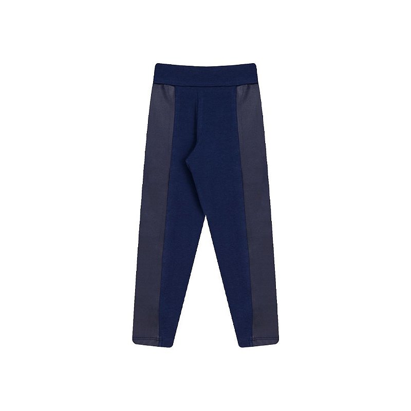 Calça legging marinho com detalhe em cirrê e elástico no cós - Moda casual  e sleepwear para crianças de 0 a 16 anos