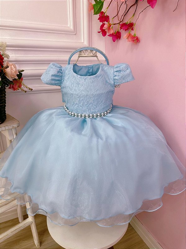 Vestido Infantil Damas Honra Azul Bebê Casamentos Strass - Rosa Charmosa  Atacado