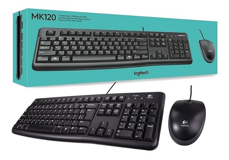 KIT TECLADO E MOUSE USB LOGITECH MK120 WINDOWS 10 ABNT2