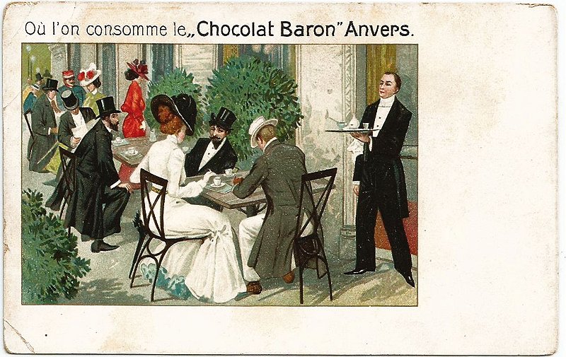 Cartão Postal Antigo Original, Ilustrado, Publicidade do Chocolate Baron, Anvers, Bélgica, Não Circulado