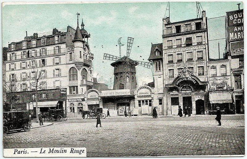 Cartão Postal Antigo Original, Paris, França - Moulin Rouge, Teatro e Cabaré, Burlesque, Vaudeville - Não Circulado 