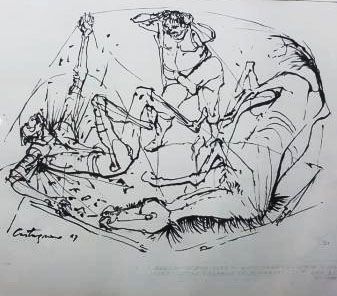 Castagnino, Juan Carlos - Desenho Original a Nanquim  Imagem de Dom Quixote