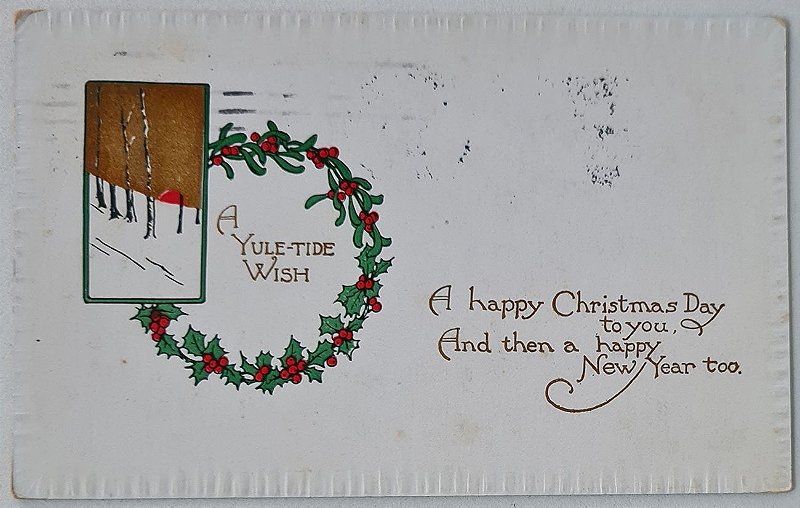 Cartão Postal Antigo Original, Comemorativo de Natal - Christmas Day, Circulado em 1916