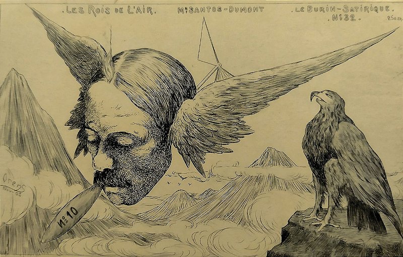 SANTOS DUMONT - Cartão Postal Antigo Original, Caricatura com Balão nº 10 - Não Circulado
