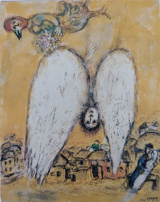 Marc Chagall - Gravura, Litografia, Anjo Caído - Assinada na Chapa