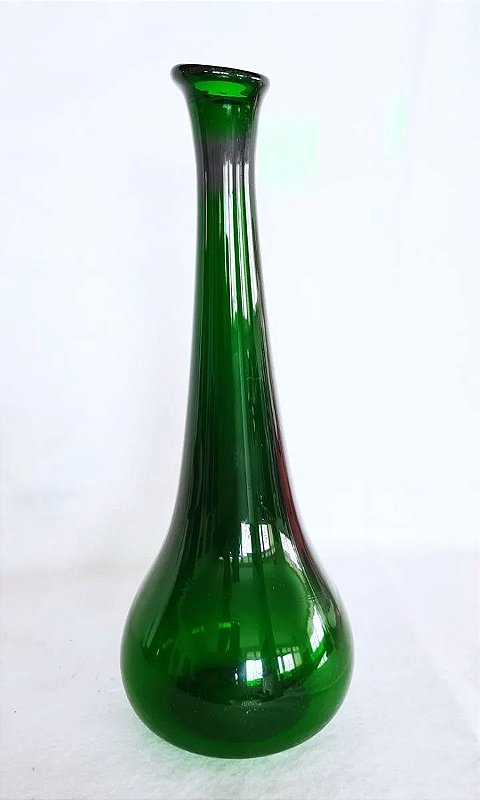 Vaso - Antigo Vaso Solifleur em Cristal no Estilo Murano na cor Verde