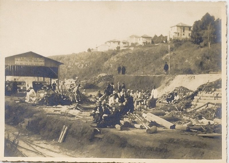 São Paulo – Prestes Maia - Fotografia original de 1937, Obras da Abertura da Av. 9 de Julho, altura da Av. Paulista.