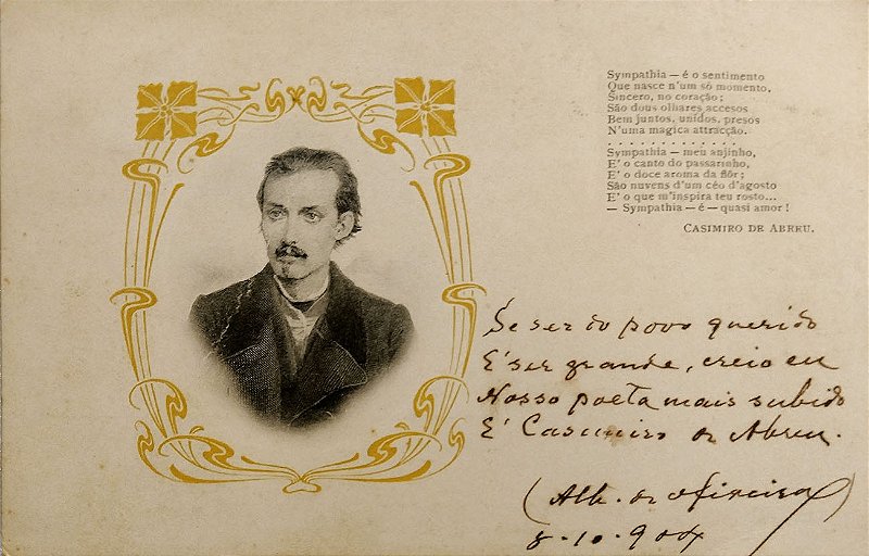 Alberto de Oliveira – Academia Brasileira de Letras - Cartão Postal antigo autografado de 1904