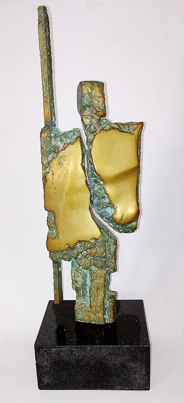 Cassio Lázaro - Escultura em Bronze Figura De Guerreiro, 38cm de Altura