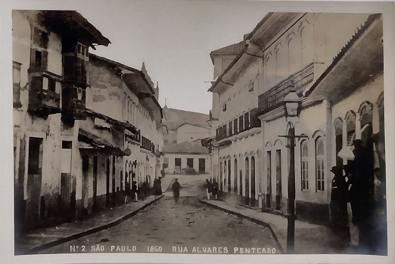 São Paulo, Foto antiga da Rua Alvares Penteado em 1860, a partir de Fotografia de Militão de Azevedo