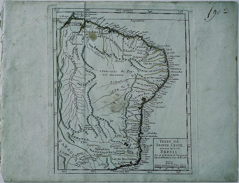 Mapa Antigo do Brasil,  Terre De Sainte Croix, Original De 1748