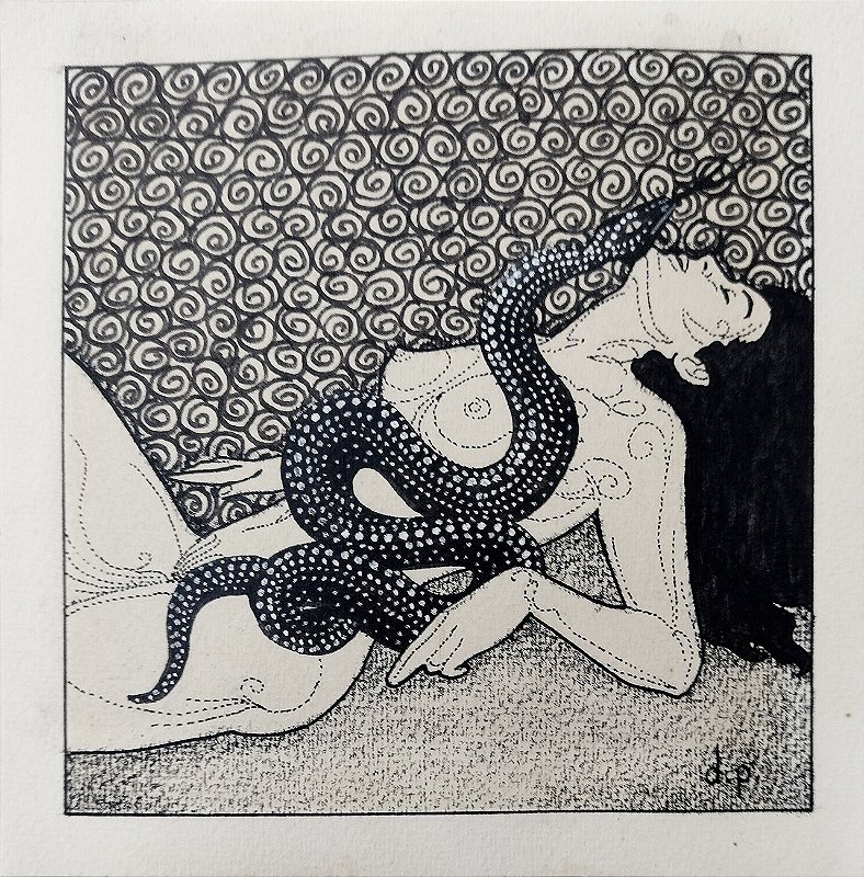 Darcy Penteado - Desenho em Técnica Mista, Série Erótica, Assinado