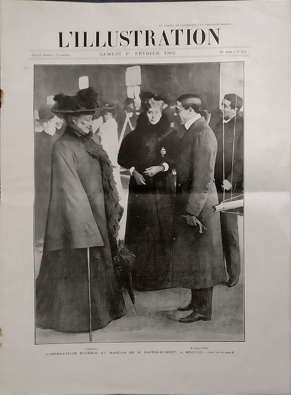 Aviação - Santos Dumont e Imperatriz Eugénie  no Hangar do Aviador – Jornal L'Illustration 1902