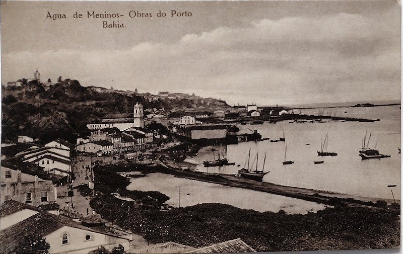 Bahia – Água de Meninos – Obras do Porto – Cartão Postal antigo original