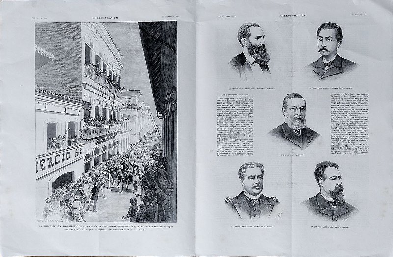 Brasil Império, Chegada de Dom Pedro II a Lisboa, Jornal Francês L'Illustration, Dezembro 1889 - Fim do Império Brasileiro