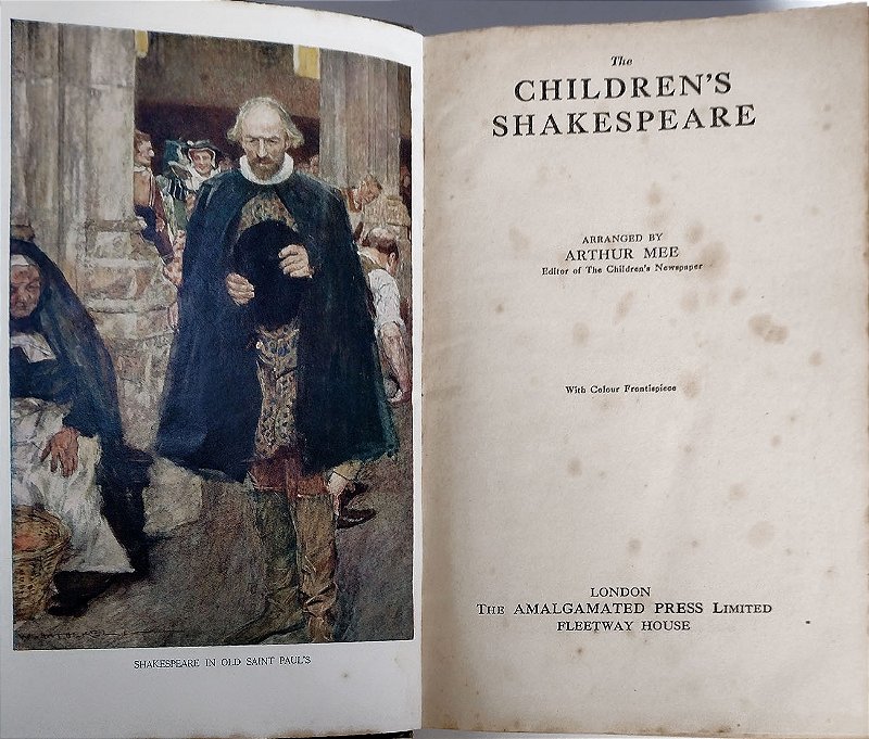 "The Children's Shakespeare, Livro Antigo organizado por Arthur Lee, 1915