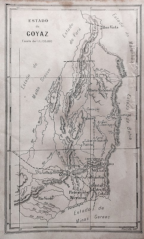 Goyas - Goiás - Mapa antigo, imagem de  circa 1870