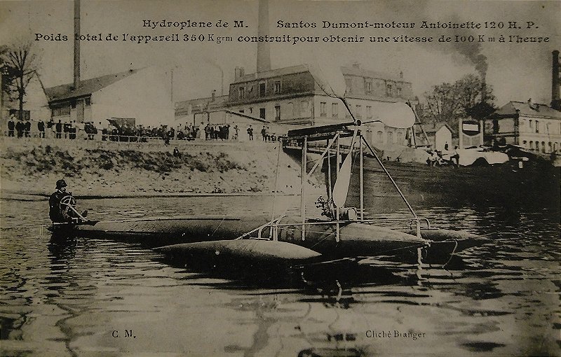 Aviação - Santos Dumont no Hydroplano nº 18 - Raro Cartão Postal antigo original