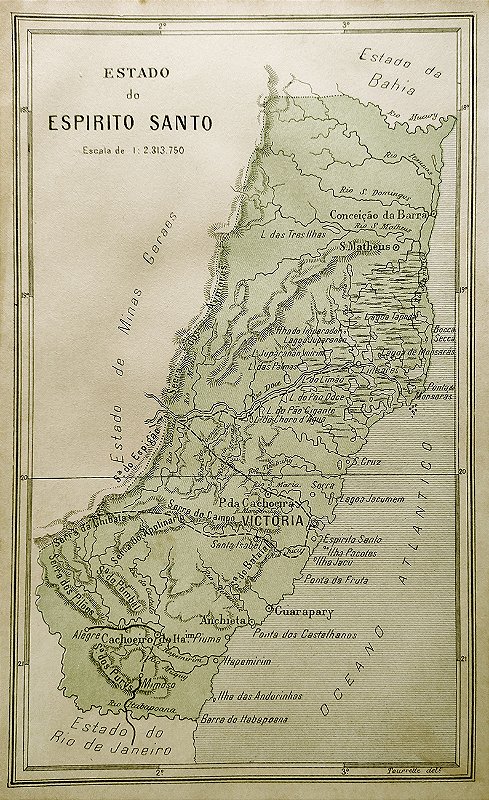 Espírito Santo - Mapa antigo, imagem de  circa 1870