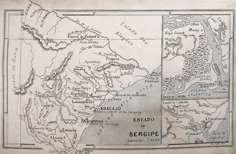 Sergipe - Mapa antigo, imagem de  circa 1870