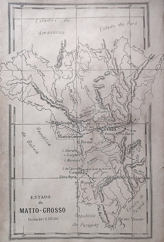 Mato Grosso - Mapa antigo, imagem de  circa 1870