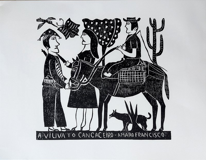 Amaro Francisco -  Arte em Xilogravura "A Viuva e o Cangaceiro" , Original Assinada na Chapa