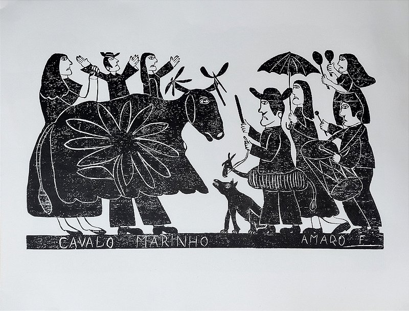 Azulejo De Cerâmica Desenho preto e branco do cavalo marinho