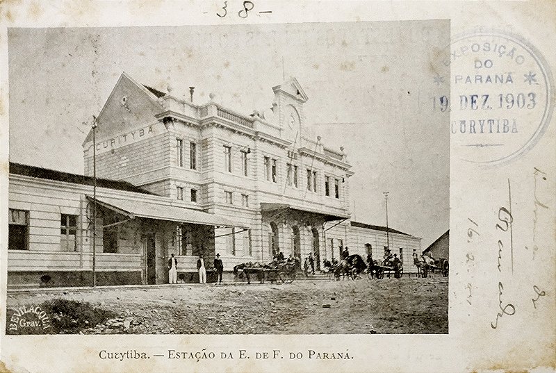 Curitiba- Paraná - Estação da Estrada de Ferro do Paraná - Trem - Cartão Postal Antigo 1904