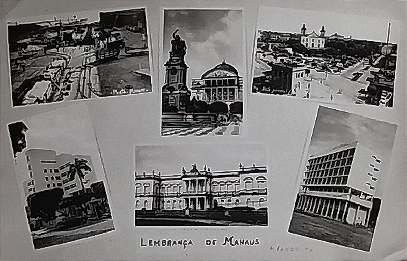 Lembrança de Manaus - Amazonas - Cartão Postal Multi Vista, Antigo Original, Não Circulado