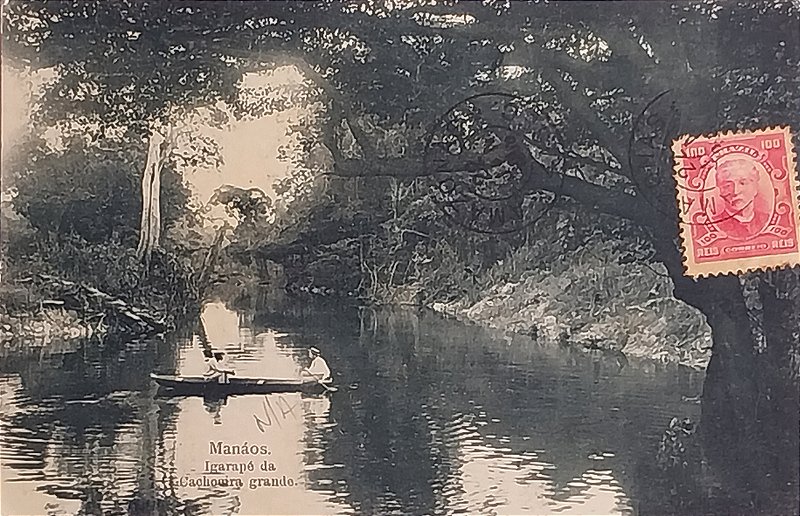 Manaus - Amazonas - Igarapé da Cachoeira  Grande - Cartão Postal, Antigo Original, Circulado 1909