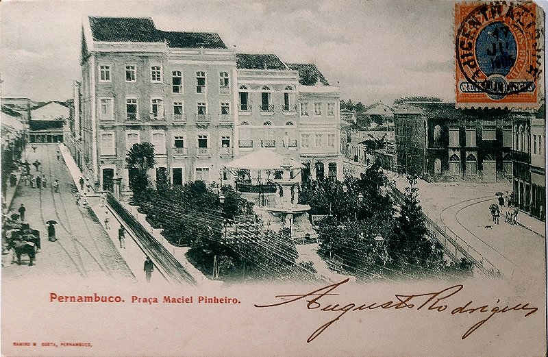 Pernambuco - Recife, Praça Maciel Pinheiro - Cartão Postal antigo original