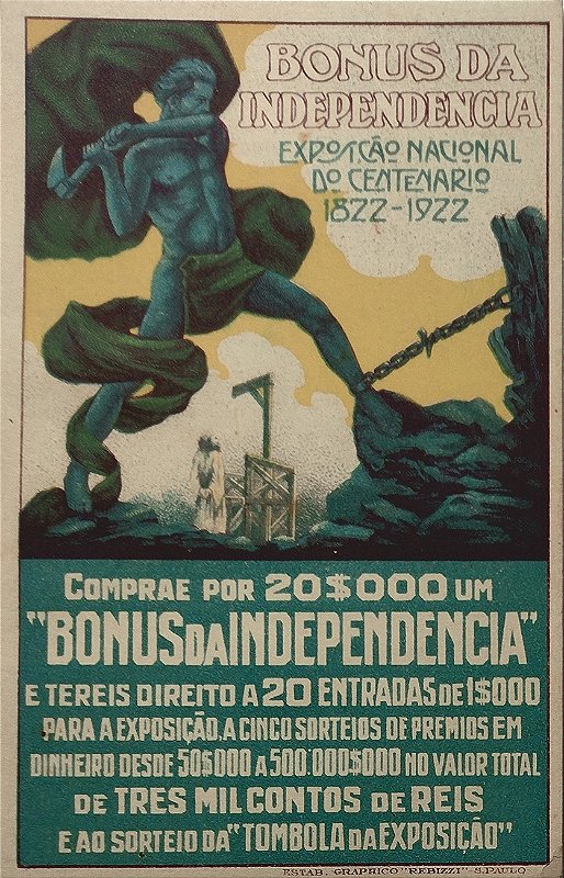 Publicidade, Bônus da Independência, Exposição Nacional do Centenário 1822-1922 - Cartão Postal Antigo, Original da época