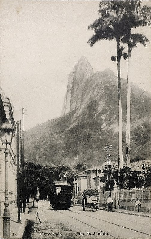 Rio de Janeiro - Corcovado com Bonde - História Postal - Cartão Postal Antigo, circulado em 1908