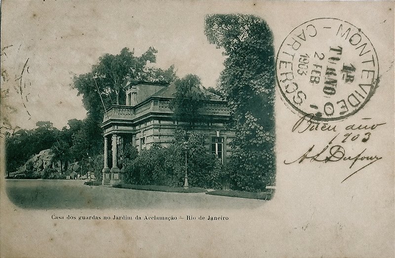 Rio de Janeiro - Casa dos Guardas no Jd. da Aclamação - História Postal - Cartão Postal Antigo, circulado 1903