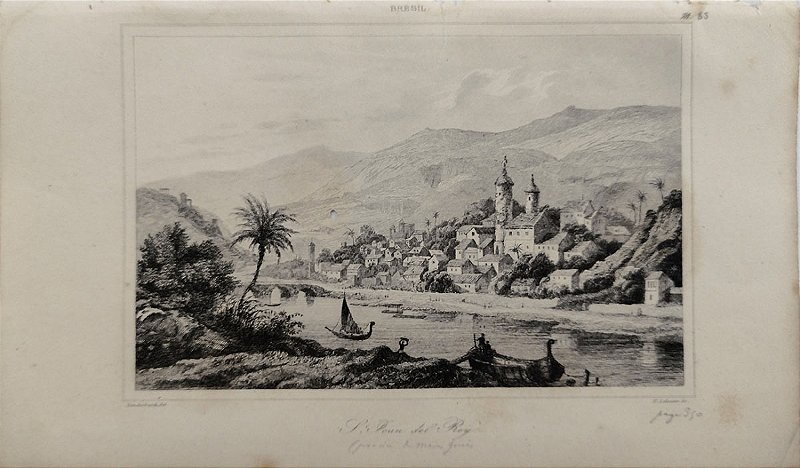 Minas Gerais - Gravura de 1837, São João Del Rey, executada por Vanderburch
