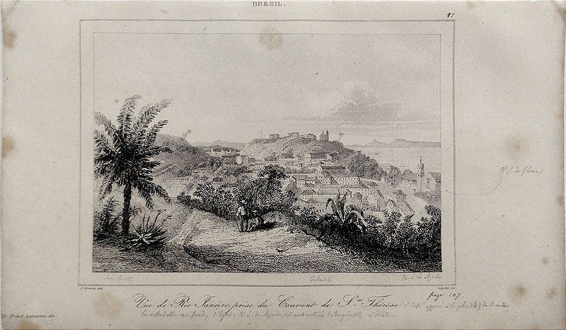 Rio de Janeiro - Gravura de 1837 titulada Vista do Rio de Janeiro tirada do Convento de Santa Teresa