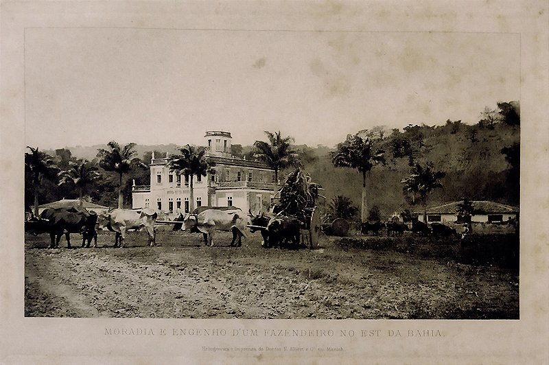 Bahia - Gravura Antiga, Moradia e Engenho de Fazendeiro na Bahia
