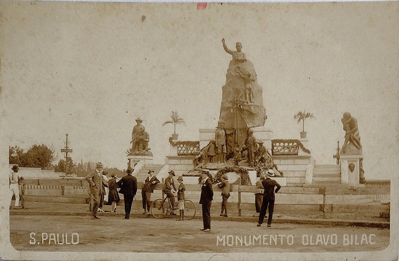 São Paulo - Av. Paulista - Monumento Olavo Bilac - Cartão Postal Antigo