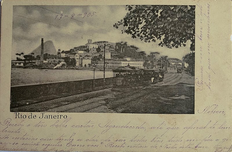 Rio de Janeiro - Movimento de Bondes - Cartão Postal Antigo, Circulado 1905