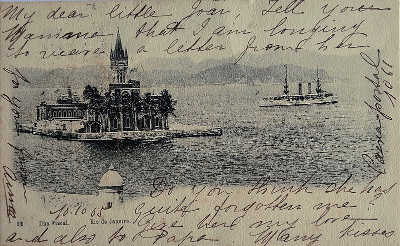 Rio de Janeiro - Ilha Fiscal - Cartão Postal Antigo, Circulado em 1905