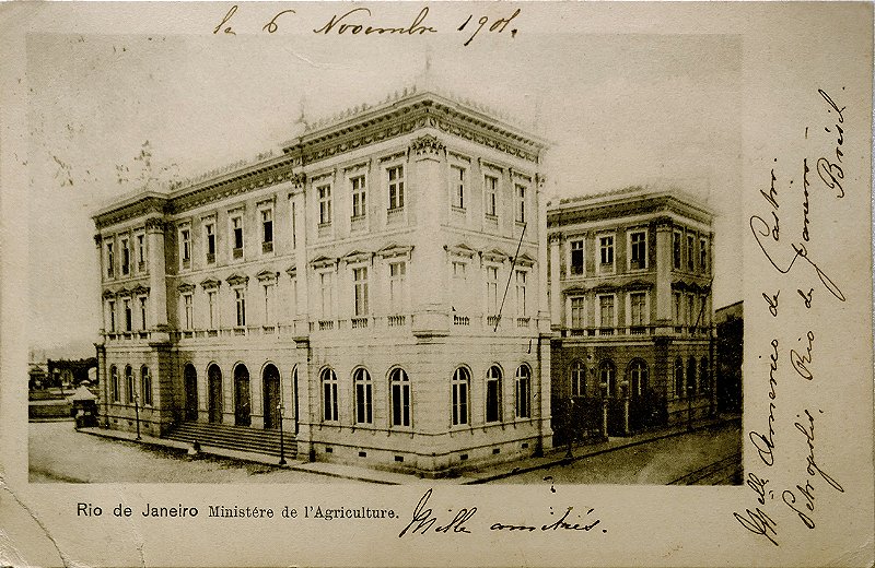 Rio de Janeiro - Ministério da Agricultura - Cartão Postal Antigo, Circulado 1901