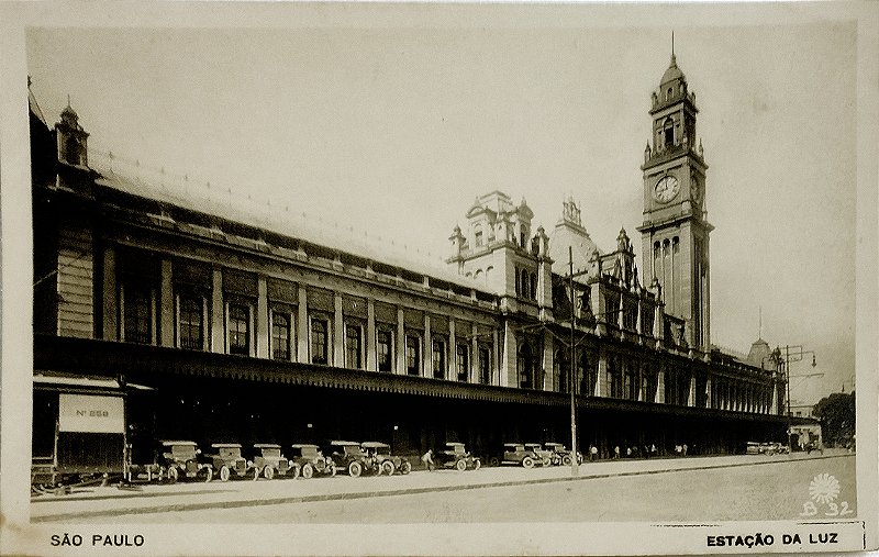 São Paulo - Ferrovia - Estação da Luz - Cartão Postal Antigo Original
